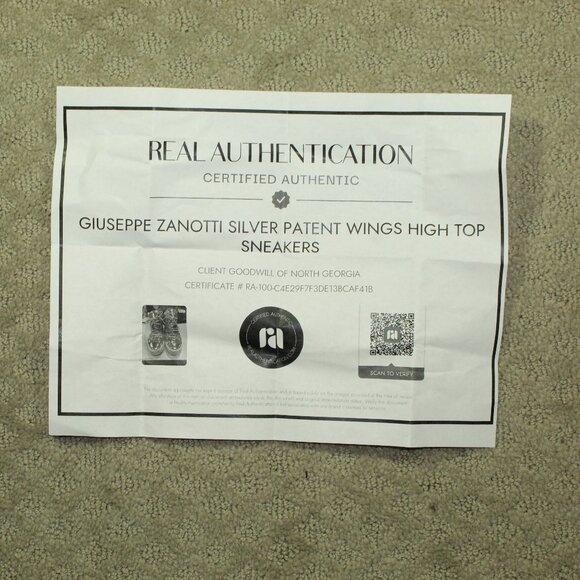 Size 7 / 37 - Giuseppe Zanotti Silver Patent Double Zip High Top Winged Sneakers - Picture 7 of 7